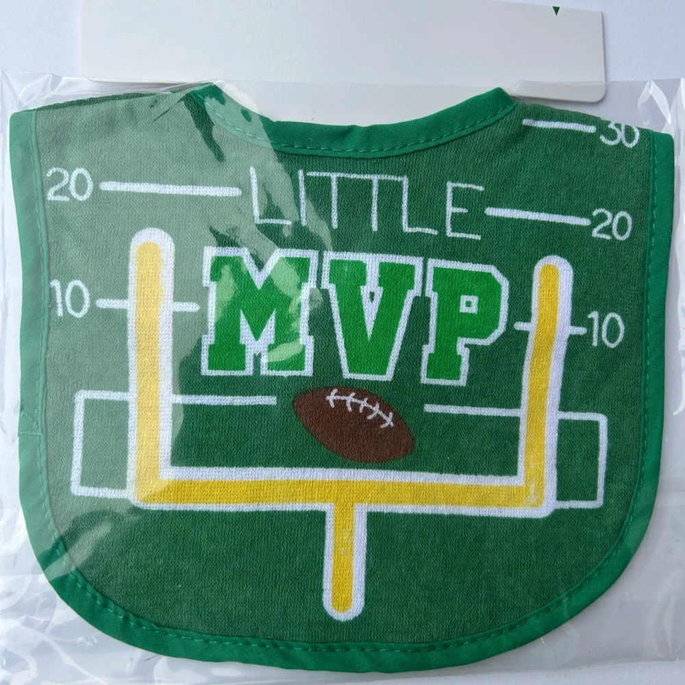 4-football inspired baby bibs, 60% cotton & 40% polyester,
